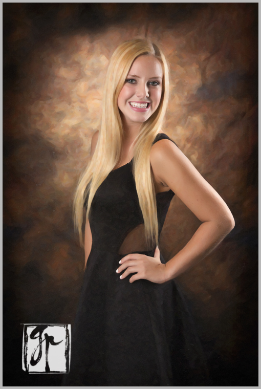 Beautiful Blonde Senior in Black Dress