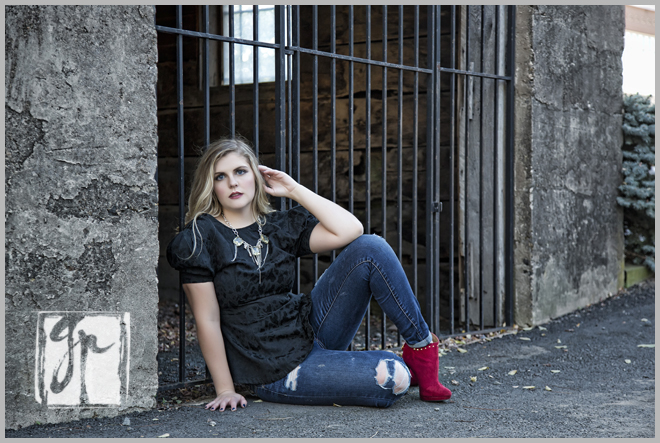 Trendy High School Senior wearing red shoes