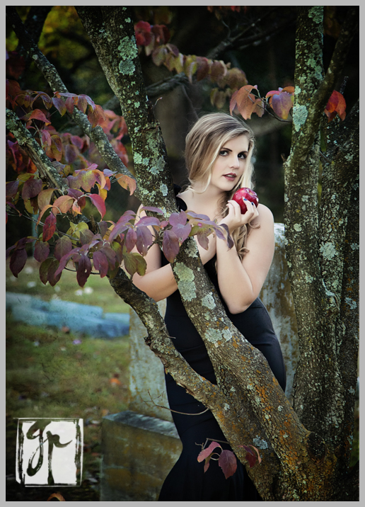 Senior Girl Holding Red Apple