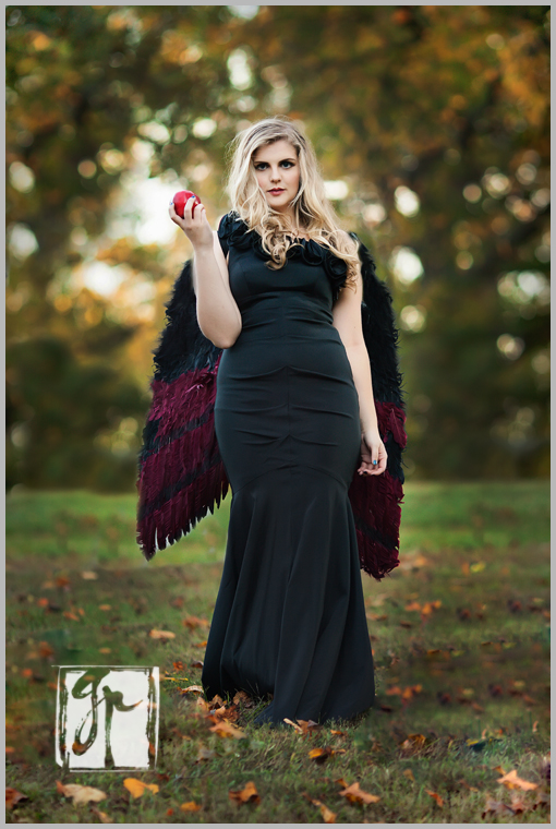 Senior Girl with a Red Apple and Wings