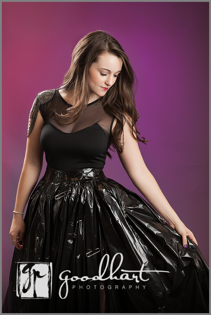 This dress is made out of duct tape, saran wrap, trash bags and