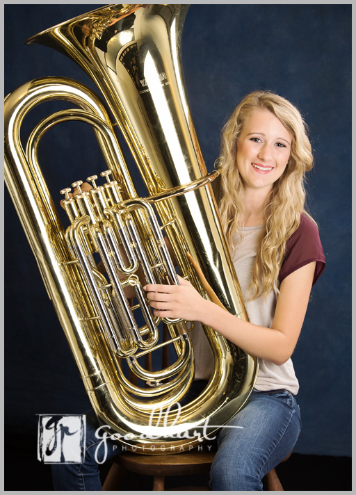 high school senior with tuba