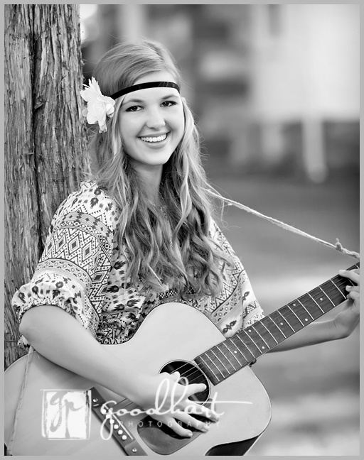 beautiful high school senior with guitar